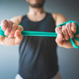 fitness resistance bands set bright colors fitness background