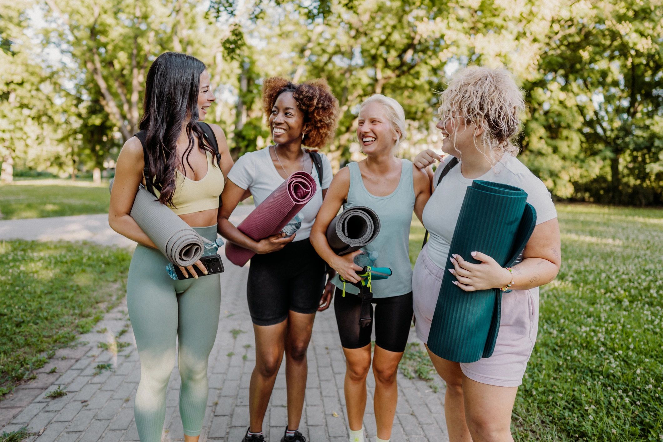 happy diverse fitness team