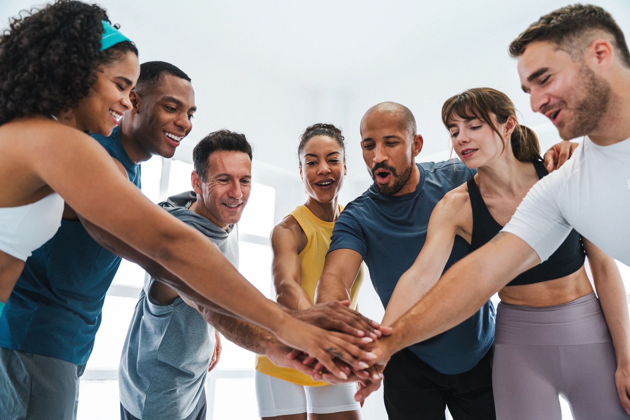 happy diverse fitness team